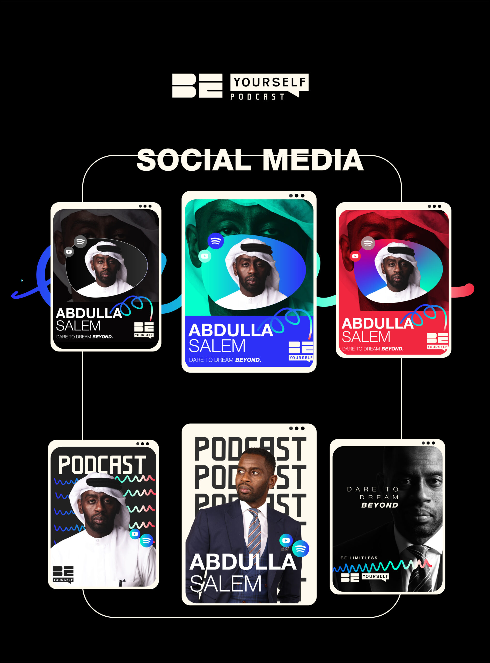 social media design sample for BeYourself podcast designed by Fajoby David